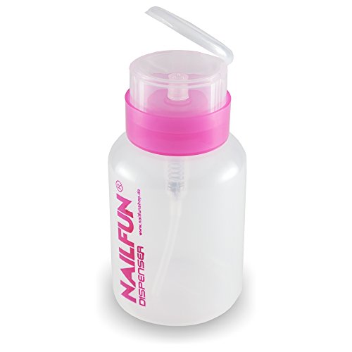 Dispenser / Pumpflasche / Flüssigkeitsspender Pink / transparent (leer) Fassungsvermögen ca. 200ml für Cleaner, Nagellackentferner usw.