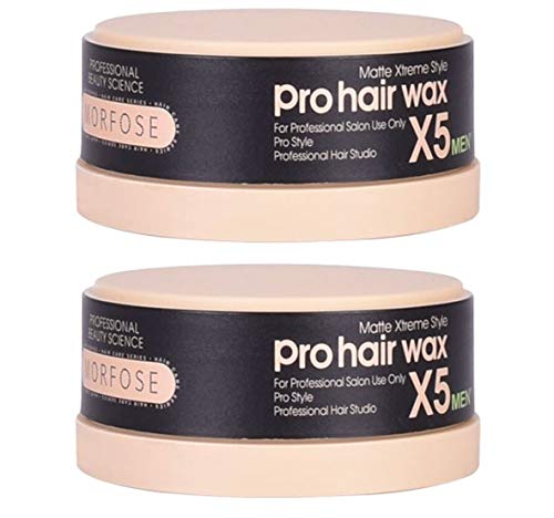 Morfose X5 Pro Hair Wax Matte Xtreme Style Starker Halt, den ganzen Tag haltbar , Haarwachs für Frauen und Männer, Kantenwachs, Gelwachs, Überflieger und Locken verwalten, 2 x 150ml