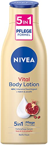 NIVEA Vital Body Lotion (250 ml), feuchtigkeitsspendende Körpercreme für reife Haut mit Granatapfel & natürlichen Soja Proteinen, Hautcreme für 48h intensive Feuchtigkeit