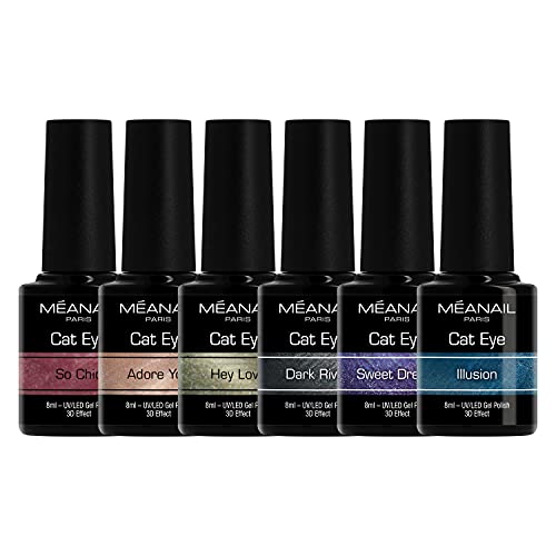 UV Nagellack Shellac Set Meanail® Paris • Gellack Cat Eye Magnetisch Cateye • Magic 3D Magnetic Gel Nagellack Sets Mit Magnetstift • Maniküre Nageldesign Nailart • Vegan & Cruelty free