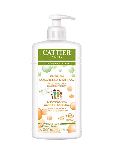 Cattier Duschgel und Shampoo Orangenblüte, für die ganze Familie, Naturkosmetik, 500 ml