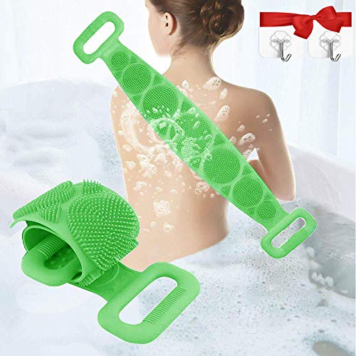 SlickMart Silikon Rückenbürste Körperbürste, Doppelseitige Dusche Scrub Rückenmassage aus Peeling Körper zum Entfernen Abgestorbener Haut