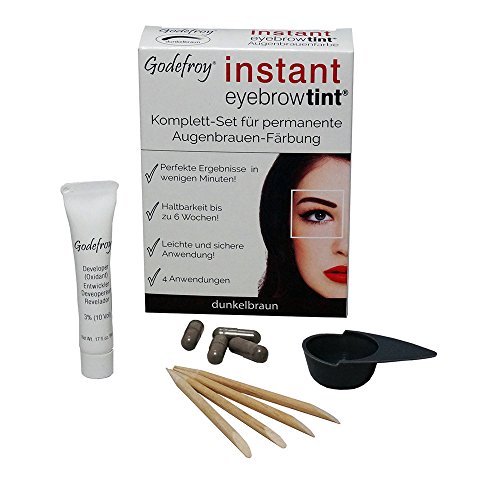 Godefroy Neu Augenbrauenfarbe Färbeset Instant Eyebrow Tint, dunkelbraun, 1er Pack (1 x 4 Stück)