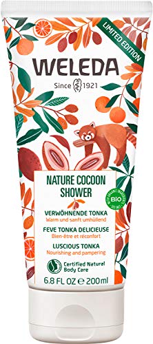 WELEDA Nature Cocoon Shower Dusche, pflegende Naturkosmetik Winter Duschecreme, Limited Edition Duschgel Body Wash auf pflanzlicher Basis mit umhüllendem Duft nach Tonka, Orange und Benzoe (1x 200 ml)