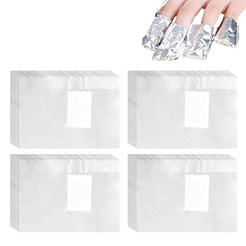 Dandelionsky 500 Stück Nagelfolienwickel Entferner Aluminium Nail Art Soak Off Remover Gel Nagellack Remover Folienwickel mit vormontierten fusselfreien Wattepads