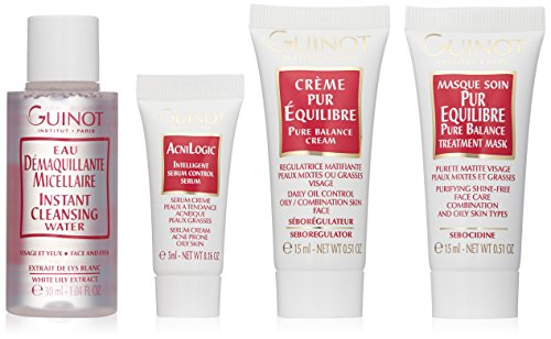 GUINOT Coffret Cure Beaute Purete, 15 Tage-Pflege-Set, talgregulierendes Serum, Cremes, Peelingmaske für fettige Haut