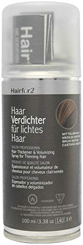 Hairfor2 Haarverdichtungsspray gegen lichtes Haar | Haarpuder | Streuhaar | Haarauffüller | Haarausfall | Haarverdichter (100ml) (mittelbraun)