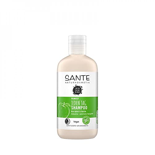 SANTE Naturkosmetik Jeden Tag Shampoo Bio-Apfel & Quitte, Milde Haarpflege für normales Haar, Tägliche sanfte Reinigung, Spendet Feuchtigkeit, Vegan, 250ml