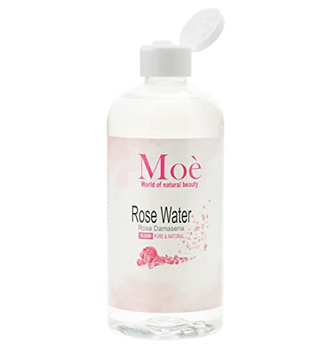 TestSieger! 500 ml Rosenwasser von Moè,100% Reines Naturprodukt ohne Alkohol und Konservierungsstoffe. Rose Water Organic Vegan