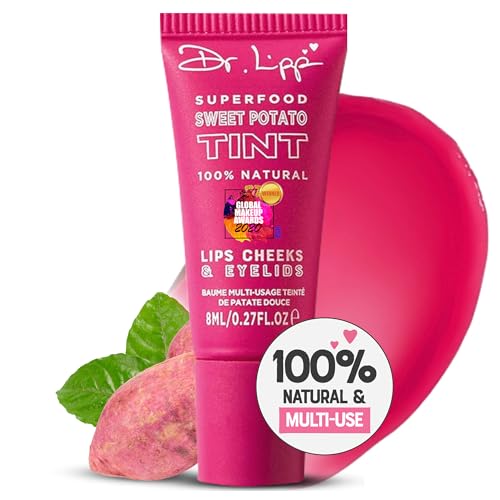 Dr. Lipp Superfood Lip Tint Süßkartoffel 8ml - 4-in-1 ultra feuchtigkeitsspendender getönter Lippenbalsam, Lipgloss, Rouge & glänzender Lidschatten - 100% natürliches Lanolin & frei von Duftstoffen