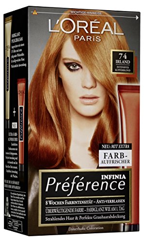 L'Oréal Paris Préférence Coloration Kupferblond 7.4, 3er Pack (3 x 1 Colorationsset)