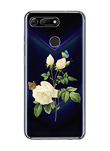 Oihxse Hüllen Kompatibel mit Honor View 20 Hülle,Silikon Stoßfest Schutzhülle für Honor View 20,Durchsichtige TPU Handyhülle Transparent Flexibel Dünn Weicher Bumper Anti-Kratzer (Blume-2)