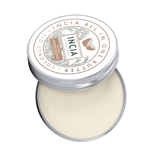 INCIA 100% natürliches Kokosnussbutter-Öl | Körperbutter (50 ml) (Intensiv feuchtigkeitsspendende Bodybutter - mit Kokosöl und Sheabutter)