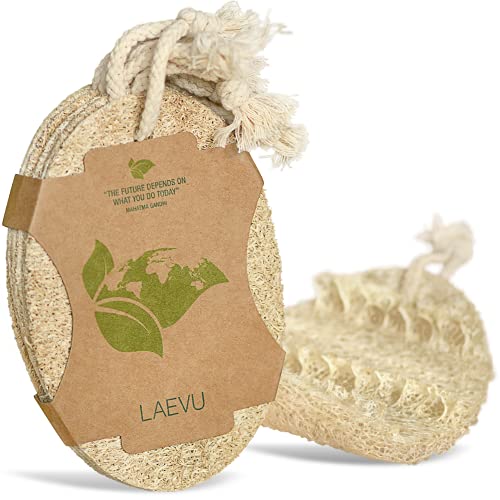 LAEVU - Luffa Schwamm - 6er Pack aus nachhaltigen & natürlichen Materialien - waschbare & Wiederverwendbare Loofah - vegane Spülschwämme aus Luffa Gurke auch für deinen Körper geeignet