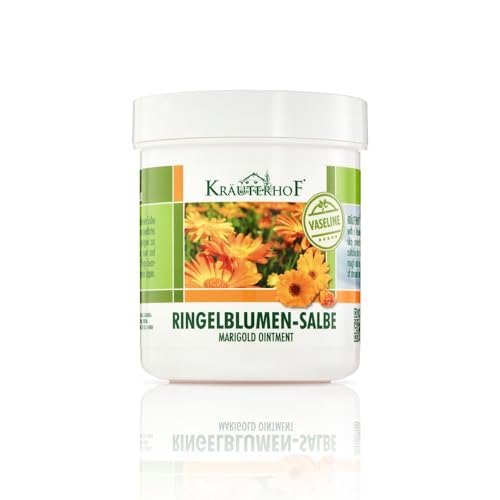 Kräuterhof® Ringelblumen-Salbe (100ml) – auf Vaseline-Basis, Hautschutzmittel & geeignet zur Pflege rauer & trockener Hautpartien, Körperpflege für beanspruchte Hände & Lippen