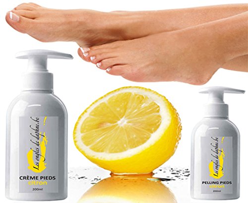 Duo für die Füße Peeling + Creme mit Zitronenduft für Nail Art, Maniküre und Pediküre, Nagelpflege, Hände und Füße 1 Duo für die Füße Peeling + Creme mit Zitronenduft für Nail Art, Maniküre und Pediküre, Nagelpflege, Hände und Füße